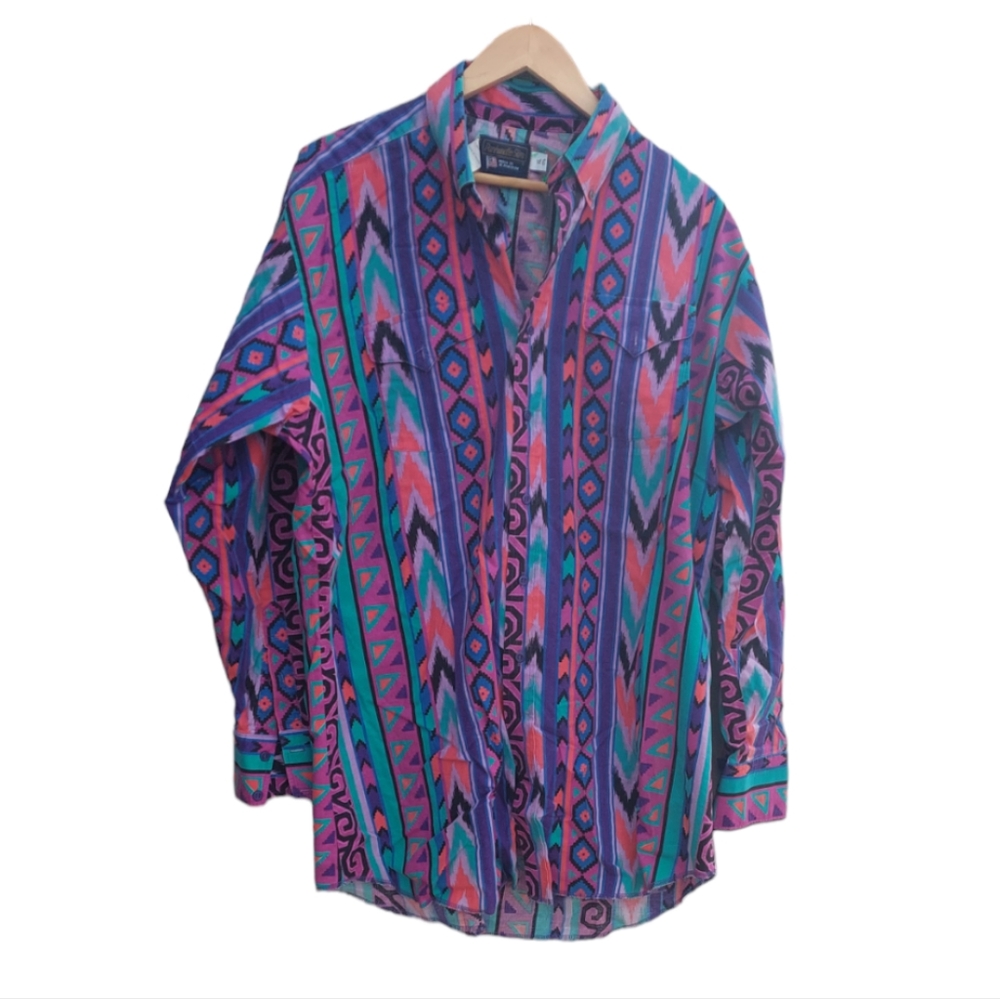 80s funky vintage retro western button down